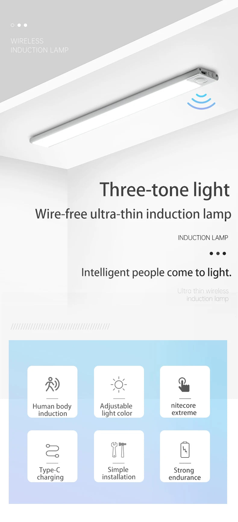 Led night light sensor de movimento sem fio usb armário luz noturna lâmpada para armário de cozinha quarto guarda-roupa 20/30/40/60cm