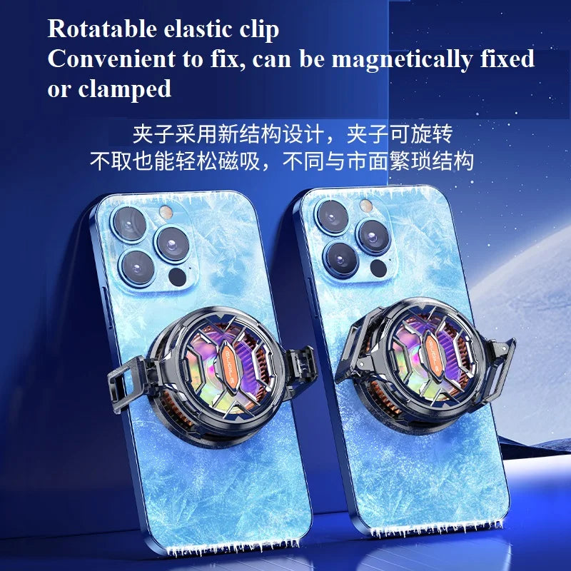15W Strong Cooling FS03 Semiconductor Mobile Phone Cooler Radiator Magnetic and Rotatable Clip Quit 7 Color lighting