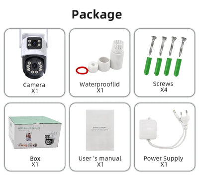 Wifi Surveillance Camera 4K 8MP Dual Lens Wireless Outdoor Security PTZ IP Cameras AI Human Detect CCTV Camera 4X Digital Zoom