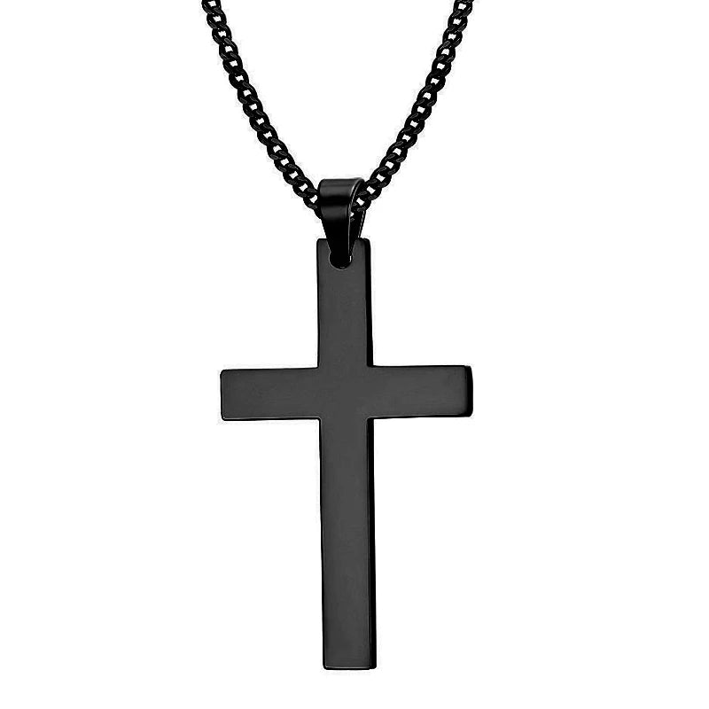 Fashion Stainless Steel Cross Pendant Necklace For Women Men Link Chain Charm Necklace Cool Boys Girls Punk Hip Hop Jewelry Gift
