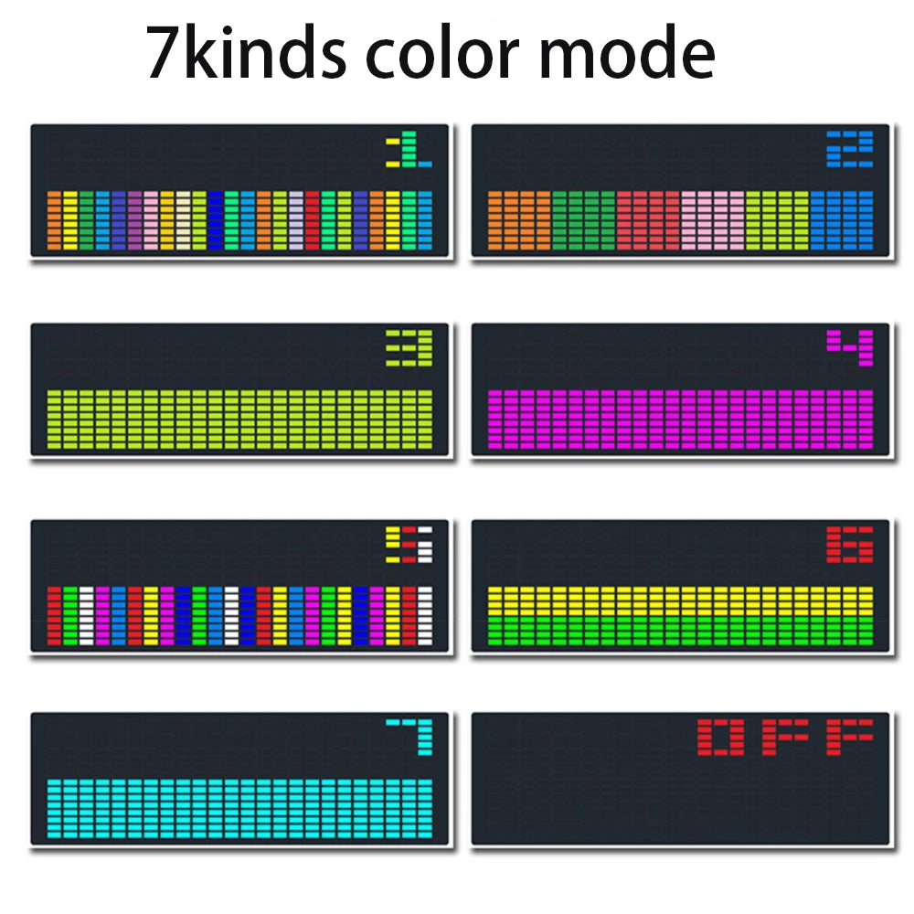 LED music Spectrum rhythm lights voice sensor 1624 RGB atmosphere level indicator with clock display
