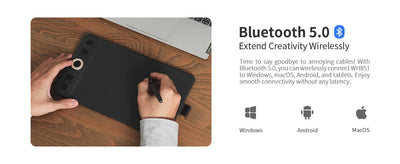 GAOMON WH851 Wireless Graphics Tablet Bluetooth 5.0 Connection 16K Levels Pen Pressure 8x5 Inch Drawing Tablet Android Supported