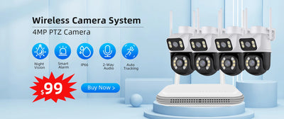 Wifi Surveillance Camera 4K 8MP Dual Lens Wireless Outdoor Security PTZ IP Cameras AI Human Detect CCTV Camera 4X Digital Zoom