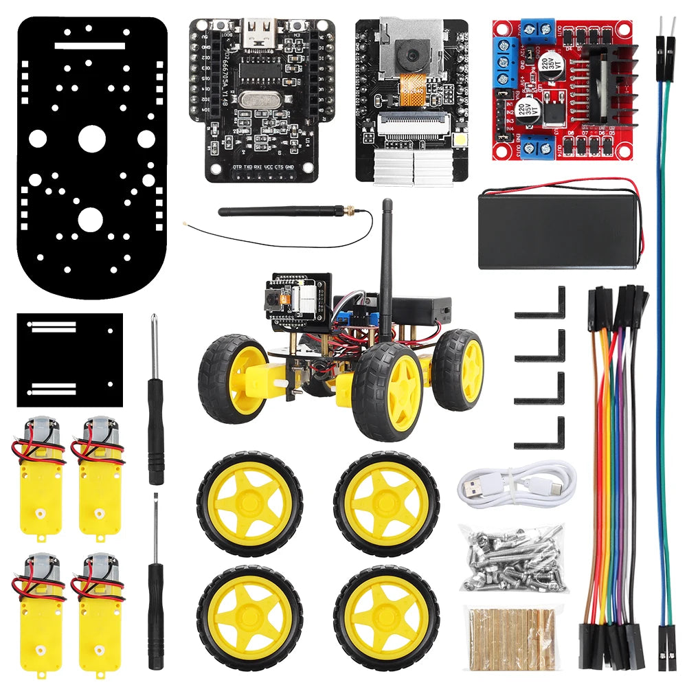4WD Smart Robot Car ESP32 Camera Wifi Automation Kit For Arduino Programming ESP Robot with Antenna Learning Complete Coding Kit