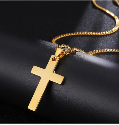 Fashion Stainless Steel Cross Pendant Necklace For Women Men Link Chain Charm Necklace Cool Boys Girls Punk Hip Hop Jewelry Gift