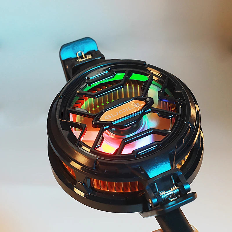 15W Strong Cooling FS03 Semiconductor Mobile Phone Cooler Radiator Magnetic and Rotatable Clip Quit 7 Color lighting