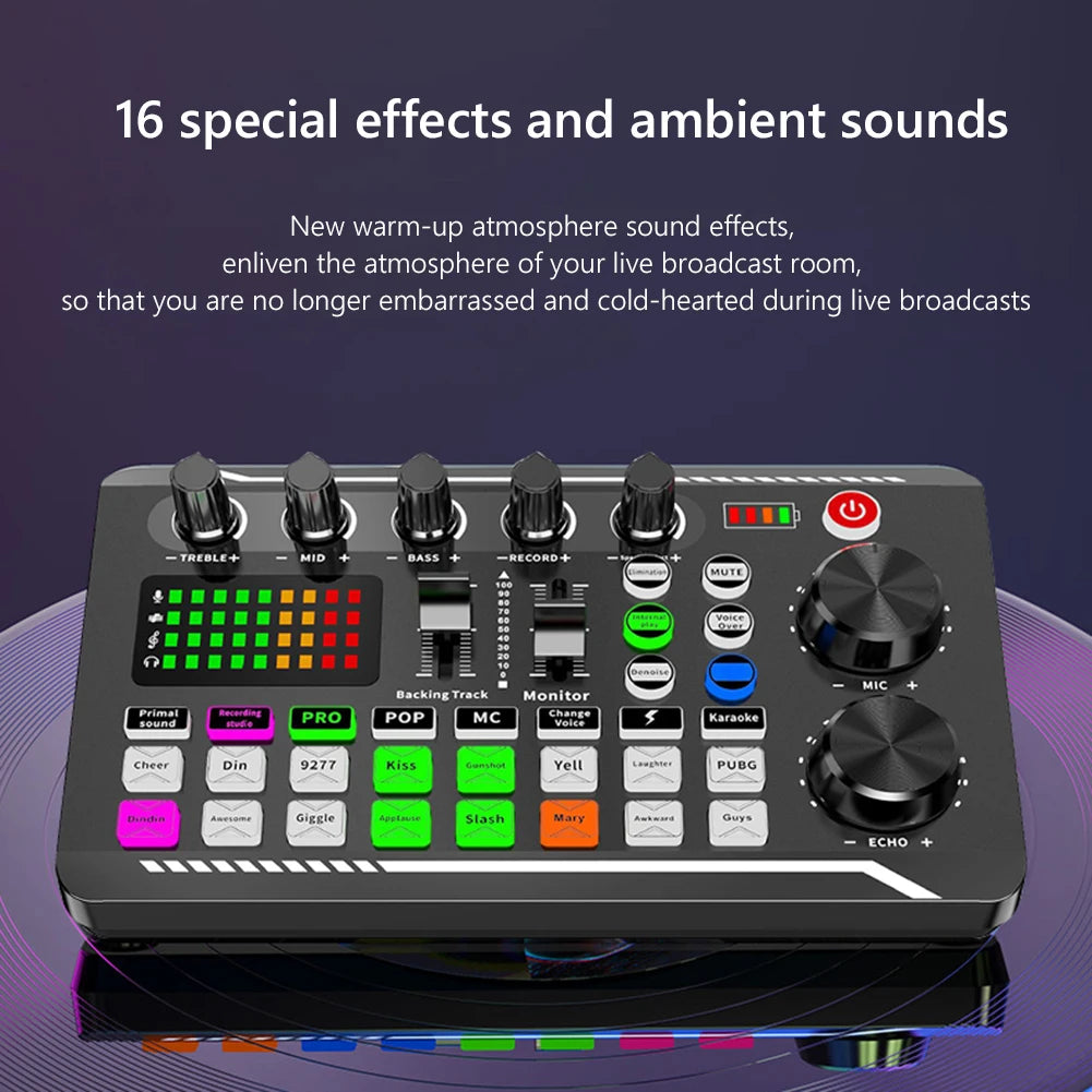 F998 Sound Card Professional Bluetooth-Compatible Studio Record For Phone PC Audio Mixing Console Amplifier Live Music Mixer