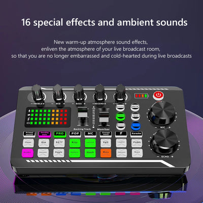 F998 Sound Card Professional Bluetooth-Compatible Studio Record For Phone PC Audio Mixing Console Amplifier Live Music Mixer