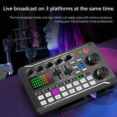 F998 Sound Card Professional Bluetooth-Compatible Studio Record For Phone PC Audio Mixing Console Amplifier Live Music Mixer
