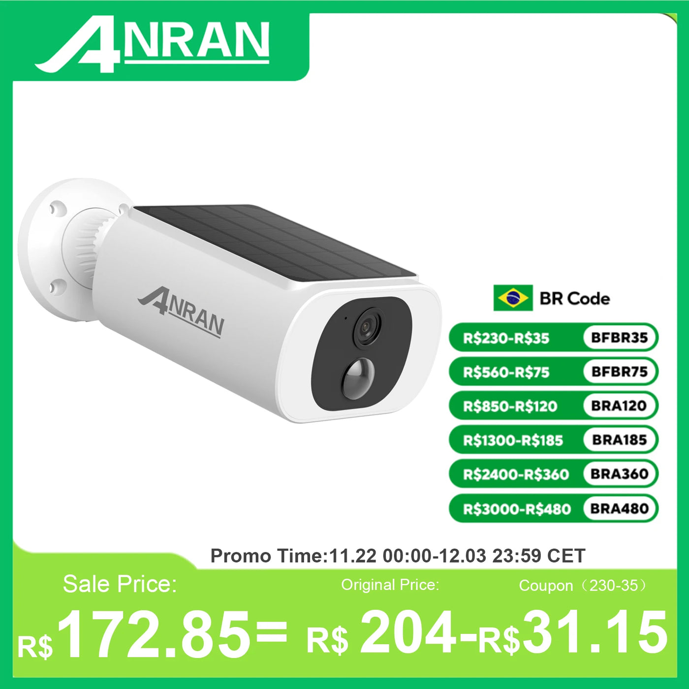 ANRAN 2K Solar Security Camera C3 Outdoor Wireless Solar WIFI Camera Battery Camera Floodlight Color Night Vision Can't Add NVR