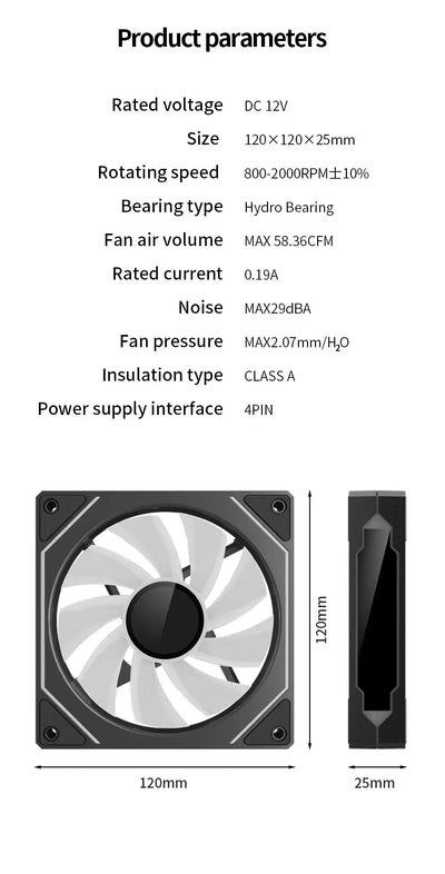 TEUCER Prism4 Pro ARGB Fan 120mm PC Case Fan Kit 4pin PWM CPU Cooling Fans 3pin 5v RGB 12cm Gaming Computer Fan