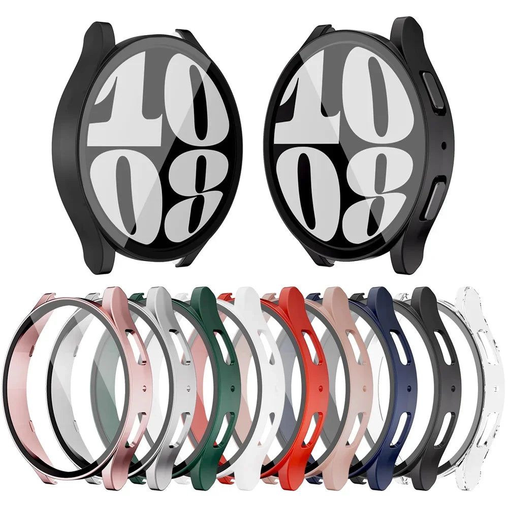 Tempered Glass+Case for Samsung Galaxy Watch 7/6/5/4 44mm 40mm Full PC bumper screen protector cover Galaxy watch FE Accessories