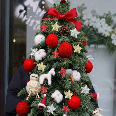 6/30PCS Christmas Glitter Star Pendant Xmas Tree Hanging Ornament Craft 5cm Plastic for Birthday Party Home Decoration Supplies