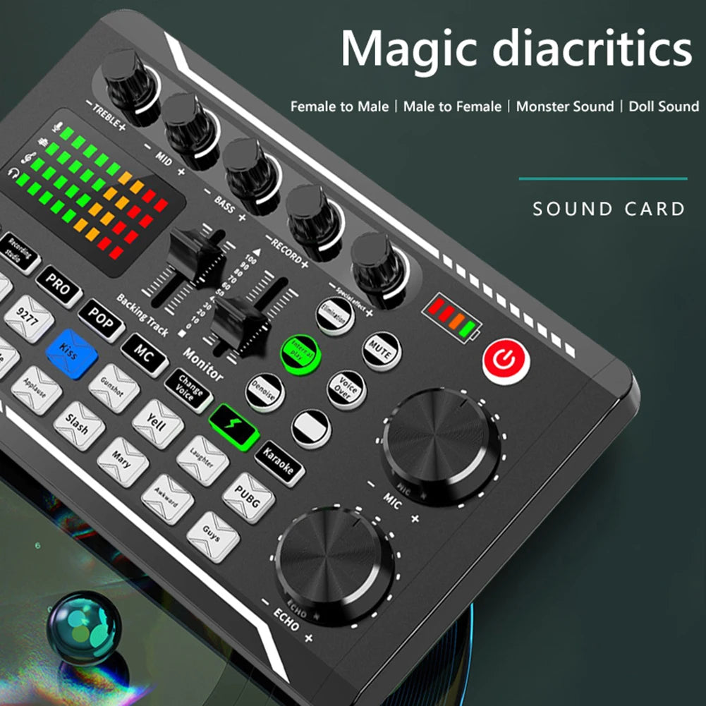 F998 Sound Card Professional Bluetooth-Compatible Studio Record For Phone PC Audio Mixing Console Amplifier Live Music Mixer