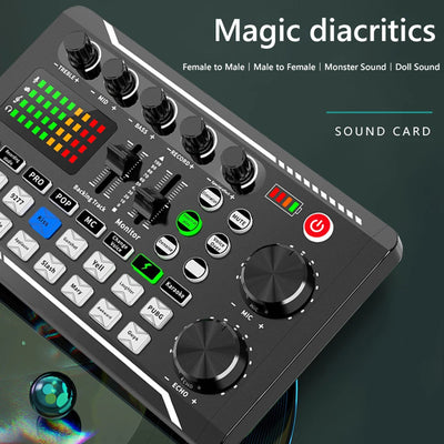 F998 Sound Card Professional Bluetooth-Compatible Studio Record For Phone PC Audio Mixing Console Amplifier Live Music Mixer