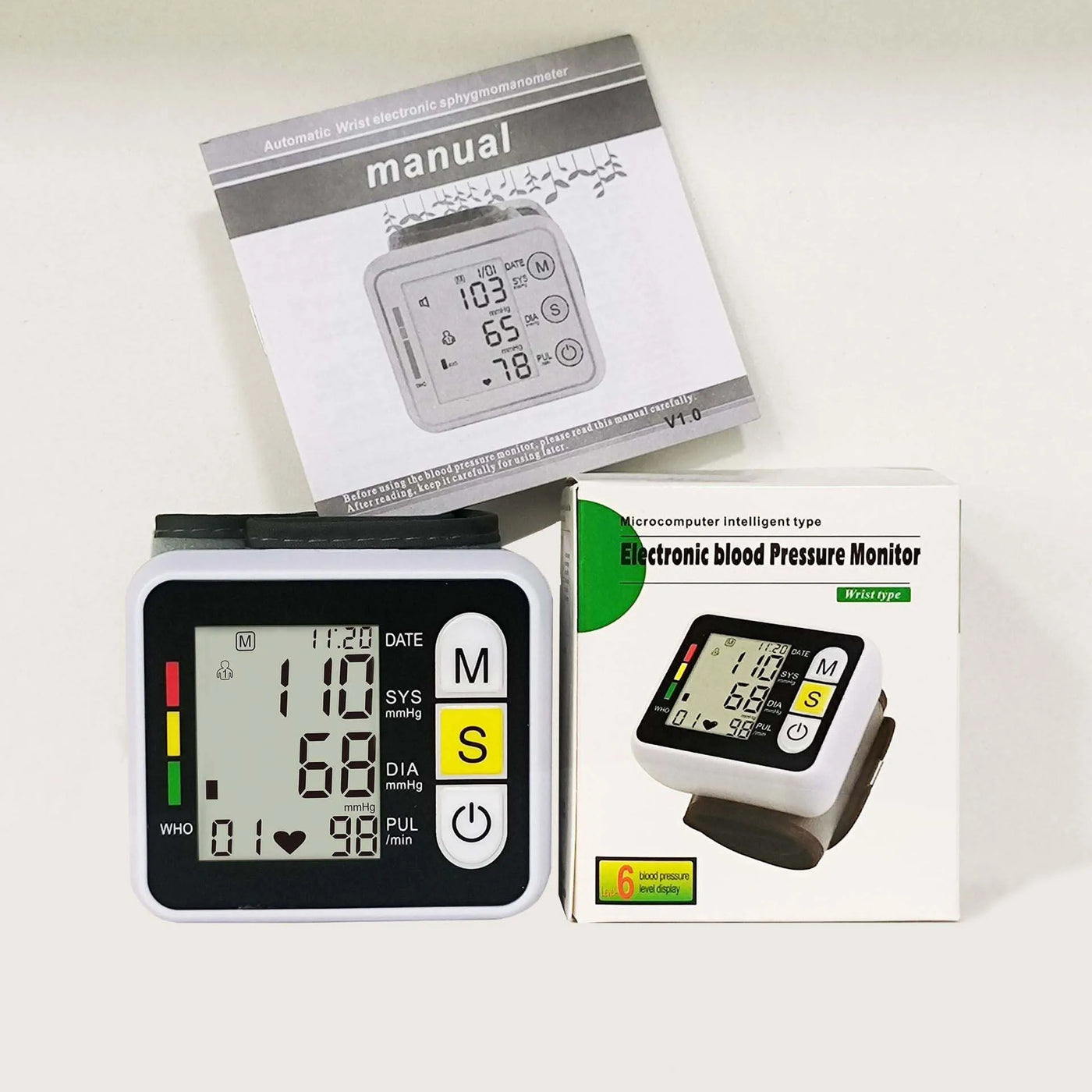 Medical Digital Wrist Blood Pressure Monitor Heart Rate Pulse Meter Measure Sphygmomanometer PR LCD Screen Portable Health Care