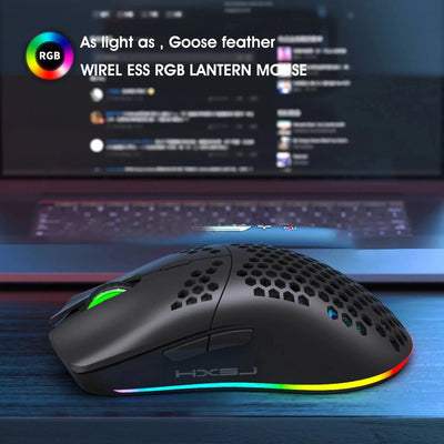 New T66 Rechargeable USB 2.4G Wireless Honeycomb Gaming Mouse RGB Lighting Mice Gamer Mouse For Notebook Desktop PC Computers
