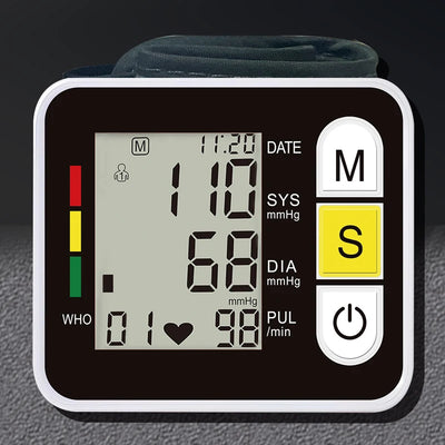 Medical Digital Wrist Blood Pressure Monitor Heart Rate Pulse Meter Measure Sphygmomanometer PR LCD Screen Portable Health Care