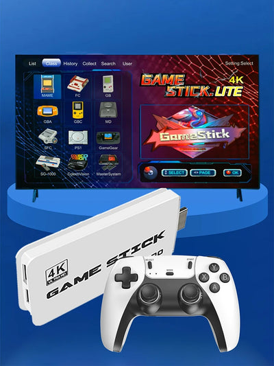 M8 4K Pro Game Stick 64G 30000+ Video Game Console 2.4G Double Wireless Controller 4K Retro Game TV Stick Retro Classic Games