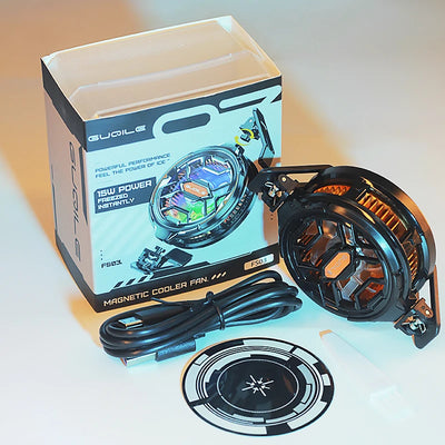 15W Strong Cooling FS03 Semiconductor Mobile Phone Cooler Radiator Magnetic and Rotatable Clip Quit 7 Color lighting