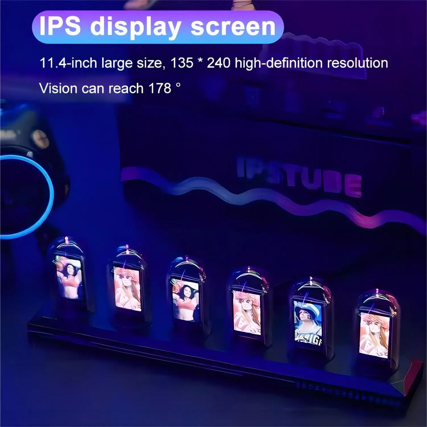 Nixie Tube Clock Glow RGB LED IPS Colour Screen Digital Clock DIY Analog Digital Tube Night lights APP Control Gaming Room Decor