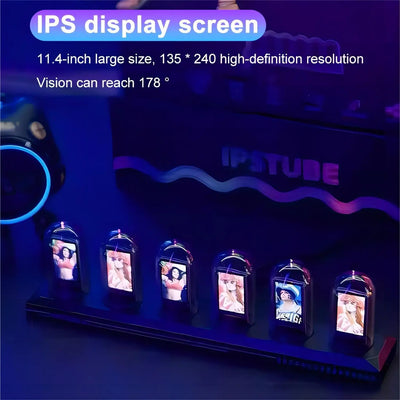 Nixie Tube Clock Glow RGB LED IPS Colour Screen Digital Clock DIY Analog Digital Tube Night lights APP Control Gaming Room Decor