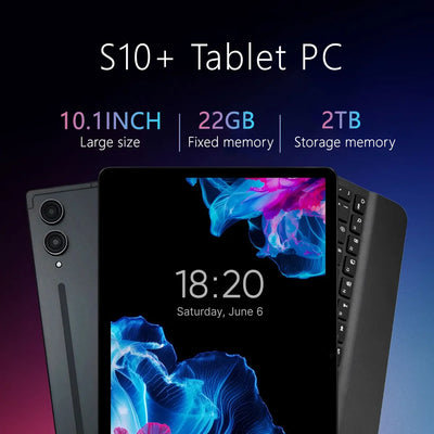 2025 S10+ SAMSNUG Tablet Android 15 Global Original 22GB+2TB 10.1inch HD 10000mAh 5G Dual SIM Card Phone Call WiFi GPS Tablet PC