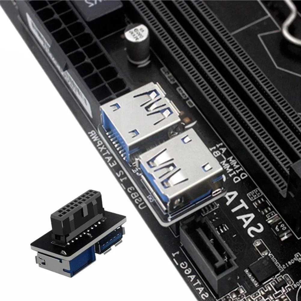 Female Motherboard Adapter USB 3.0 19 20 Pin Socket to Dual USB 3.0 A Splitter Anti-Interference Ability Stability