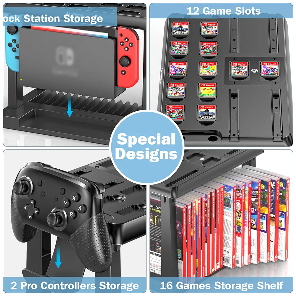 OIVO For Switch Joycon Charger Pro Controller Holder Switch Game Storage Tower For Nintendo Switch OLED Charging Dock Station