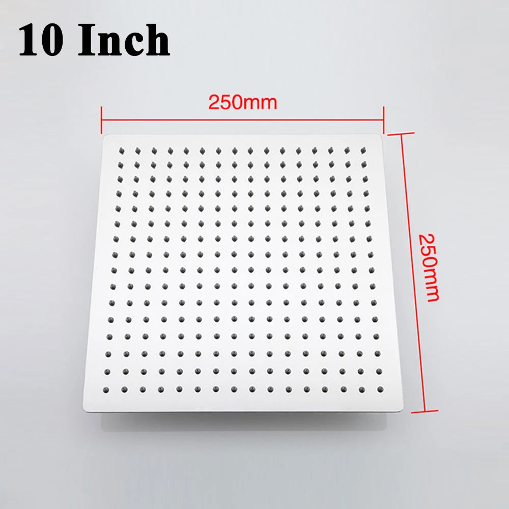 8/10/12 Inch Rainfall Shower Heads Stainless Steel Square Showerhead Ultra Thin Waterfall Shower Head Pressurized Shower Head