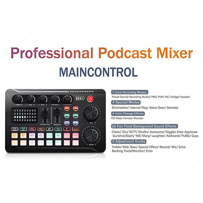 F998 Sound Card Professional Bluetooth-Compatible Studio Record For Phone PC Audio Mixing Console Amplifier Live Music Mixer