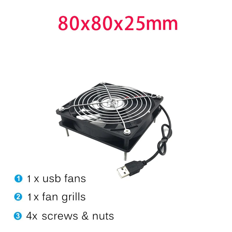 8/12cm 5V USB Powered Computer PC Case Fan For Receiver DVR Xbox TV Box Router Silent Chassis Cooler