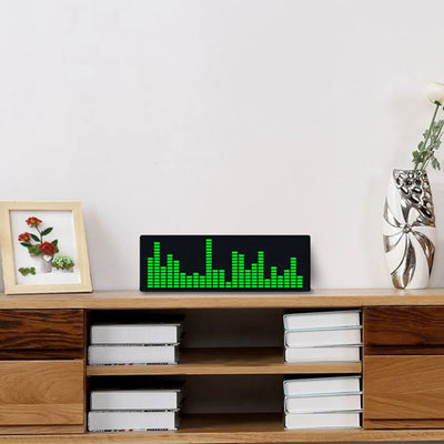 LED music Spectrum rhythm lights voice sensor 1624 RGB atmosphere level indicator with clock display