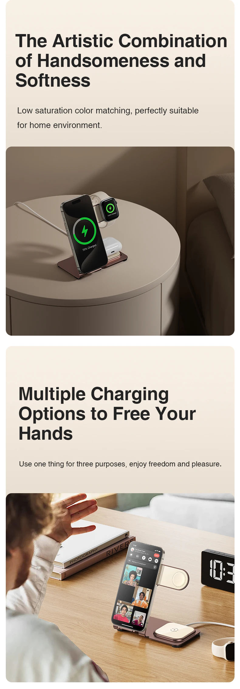Charging Station 3 in 1, Fast Wireless Charger Stand for iPhone15/14/13/12/Pro/Max/Plus/XS/XR/X/8, Apple Watch 8/7/6/5/4/3/2/SE