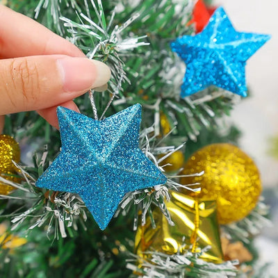 6/30PCS Christmas Glitter Star Pendant Xmas Tree Hanging Ornament Craft 5cm Plastic for Birthday Party Home Decoration Supplies