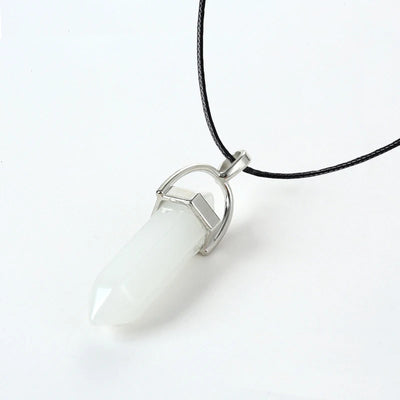 2023 Hexagonal Column Quartz Necklaces Turquoises Pink Crystal Pendent Necklace For Women Chain Natural Stone Choker Jewelry