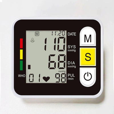 Medical Digital Wrist Blood Pressure Monitor Heart Rate Pulse Meter Measure Sphygmomanometer PR LCD Screen Portable Health Care