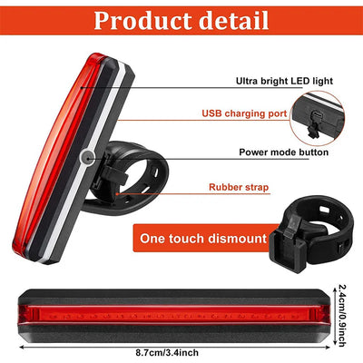 Bike Rear Light Highlight COB LED Tail Light Waterproof Bicycle USB Rechargeable Mountain Riding Cycling Tail Lamp Bicycle Parts