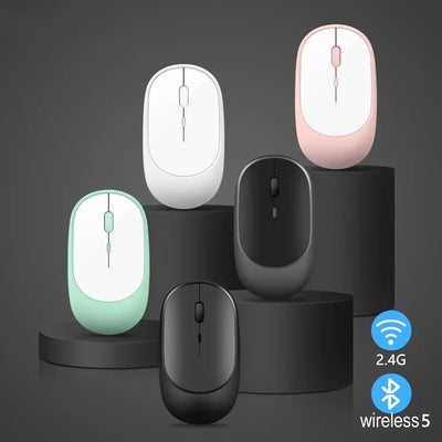Wireless Mouse Rechargeable Mouse Gamer Dual Modes Bluetooth-compatible 2.4G USB Mute Mice For Laptop Pad Tablet Macbook Mause