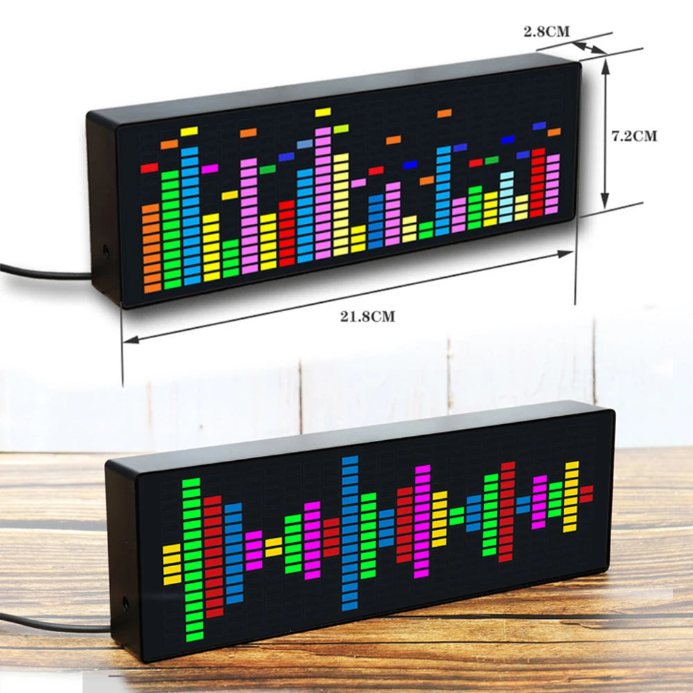 LED music Spectrum rhythm lights voice sensor 1624 RGB atmosphere level indicator with clock display