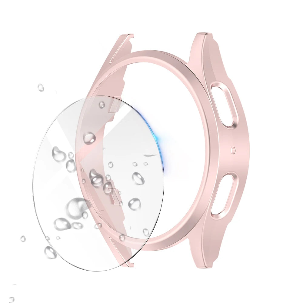Glass+Case for Samsung Galaxy Watch 7 44mm/44mm Screen Protector Tempered Glass&Hard PC Protective Bumper Cover Accessories Set