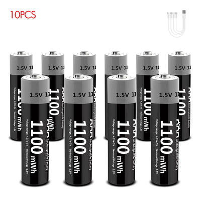 MATOV USB Li-ion AAA Rechargeable Battery Aaa 1.5V 1100mWh Lithium Batteries with 4-in-1 USB Cable for Toys Camera Flashlight