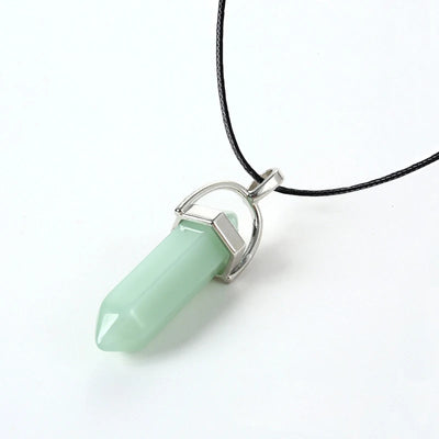 2023 Hexagonal Column Quartz Necklaces Turquoises Pink Crystal Pendent Necklace For Women Chain Natural Stone Choker Jewelry