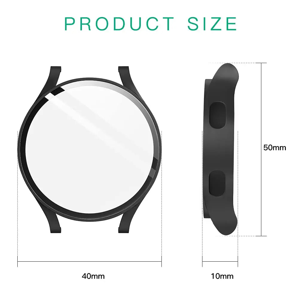 Glass+case for Samsung Galaxy Watch 4/5/6 44mm 40mm,All-Around Screen Protector Hard PC Bumper Tempered Glass for Galaxy watch 6