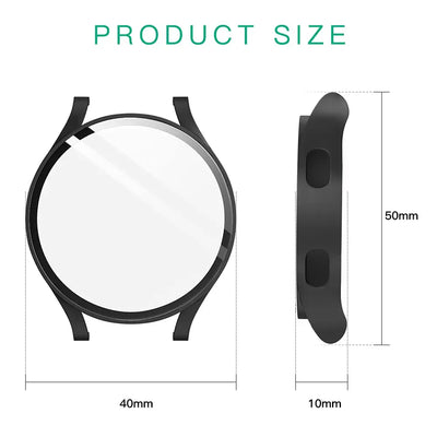 Glass+case for Samsung Galaxy Watch 4/5/6 44mm 40mm,All-Around Screen Protector Hard PC Bumper Tempered Glass for Galaxy watch 6
