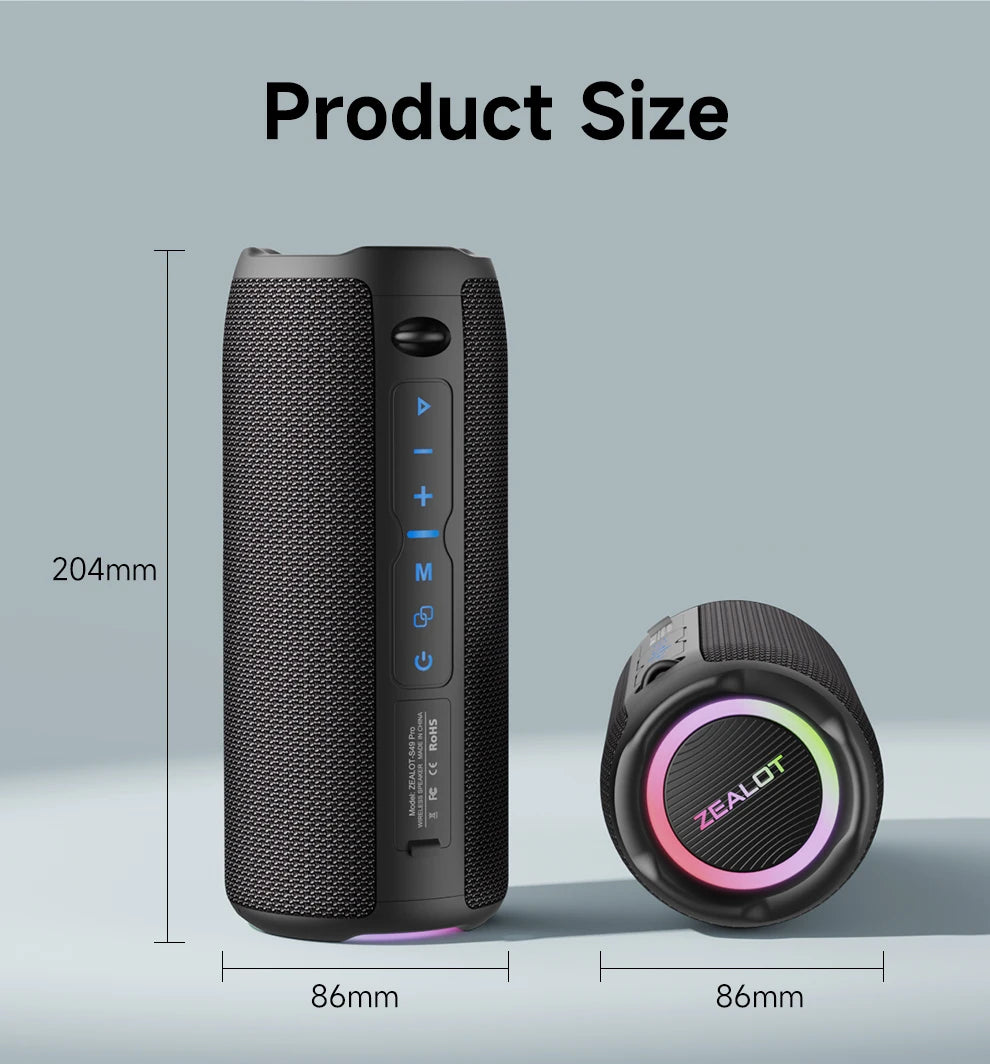 ZEALOT S49PRO 20W Portable Bluetooth Speaker Sound Box Portable IPX6 Waterproof Outdoor Stereo Music Subwoofer Party Speaker