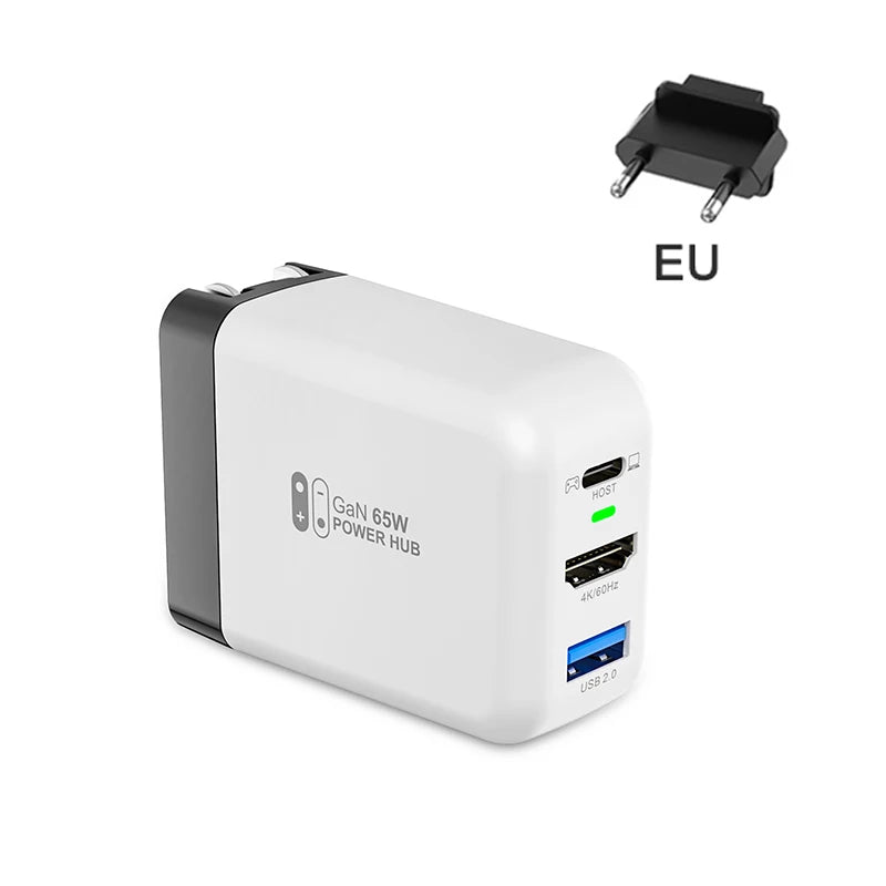 Switch Dock 65W GaN USB C Charger Power 4K HDMI-Compatible Portable Docking Station for Nintendo Switch Laptop iPad Smart Phone