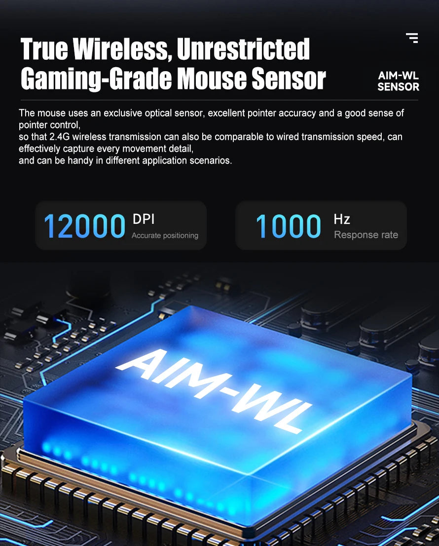 DAREU Dual Modes Gamer Mouse RGB 2.4G Wireless Wired Gaming Mice Built-in 930mAh Recharging Battery with Macro Set for PC Laptop