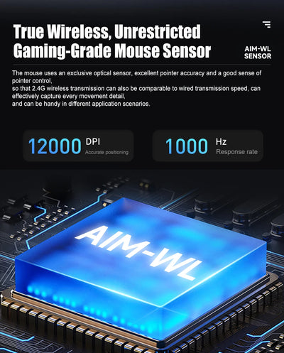 DAREU Dual Modes Gamer Mouse RGB 2.4G Wireless Wired Gaming Mice Built-in 930mAh Recharging Battery with Macro Set for PC Laptop