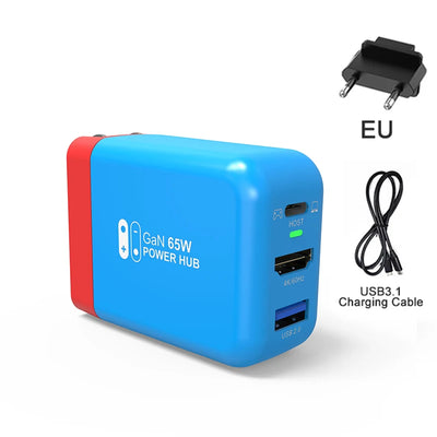 Switch Dock 65W GaN USB C Charger Power 4K HDMI-Compatible Portable Docking Station for Nintendo Switch Laptop iPad Smart Phone